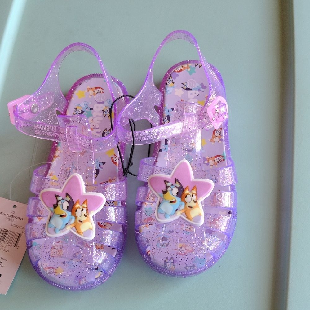 Kids Glitter Sandals with Cartoon Bluey Design